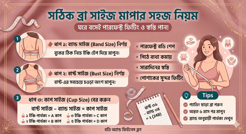 ব্রা সাইজ মাপার জন্য ইঞ্চি টেপ ব্যবহারের সঠিক পদ্ধতি