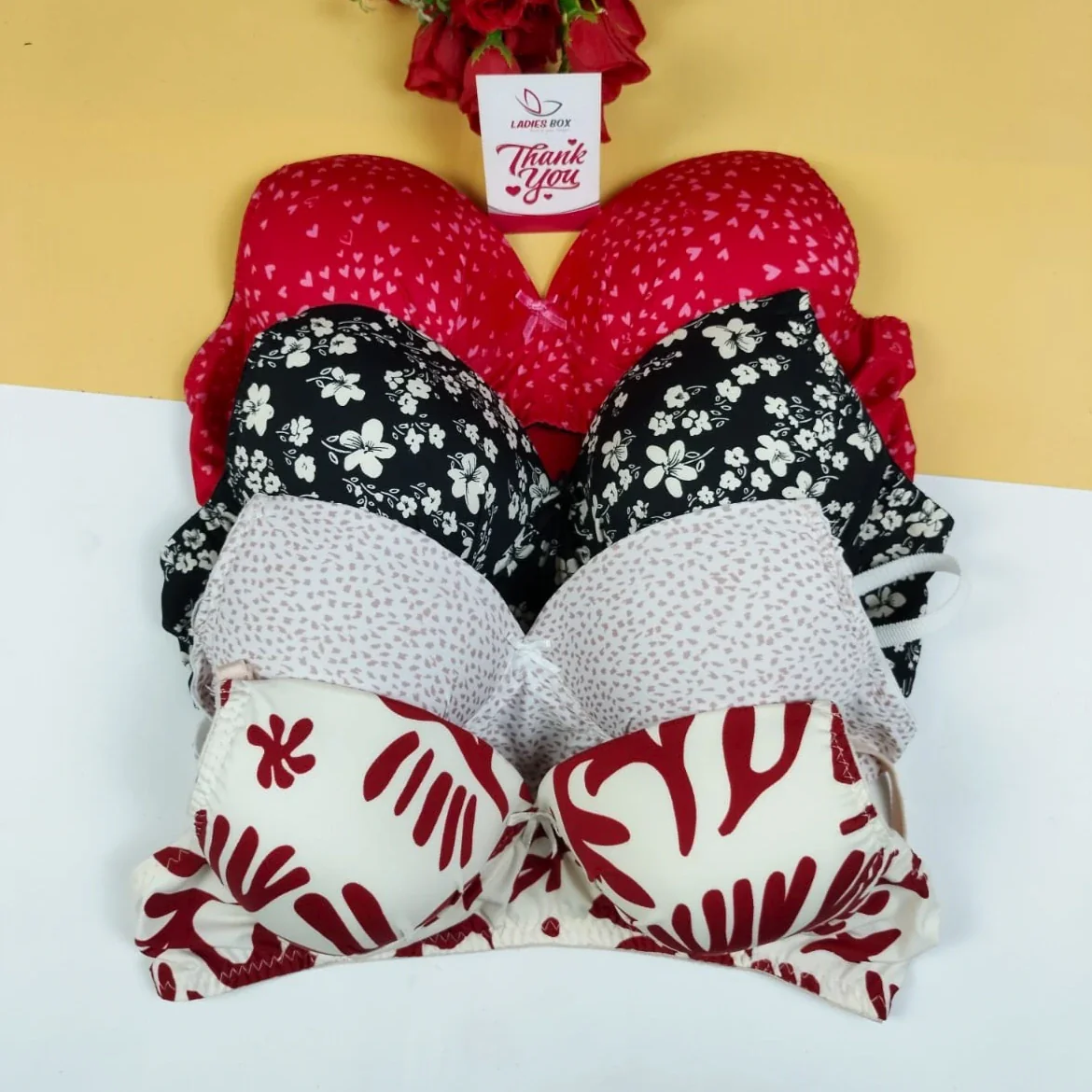 4 Pcs Print Wireless Foam Bra (Combo-C)