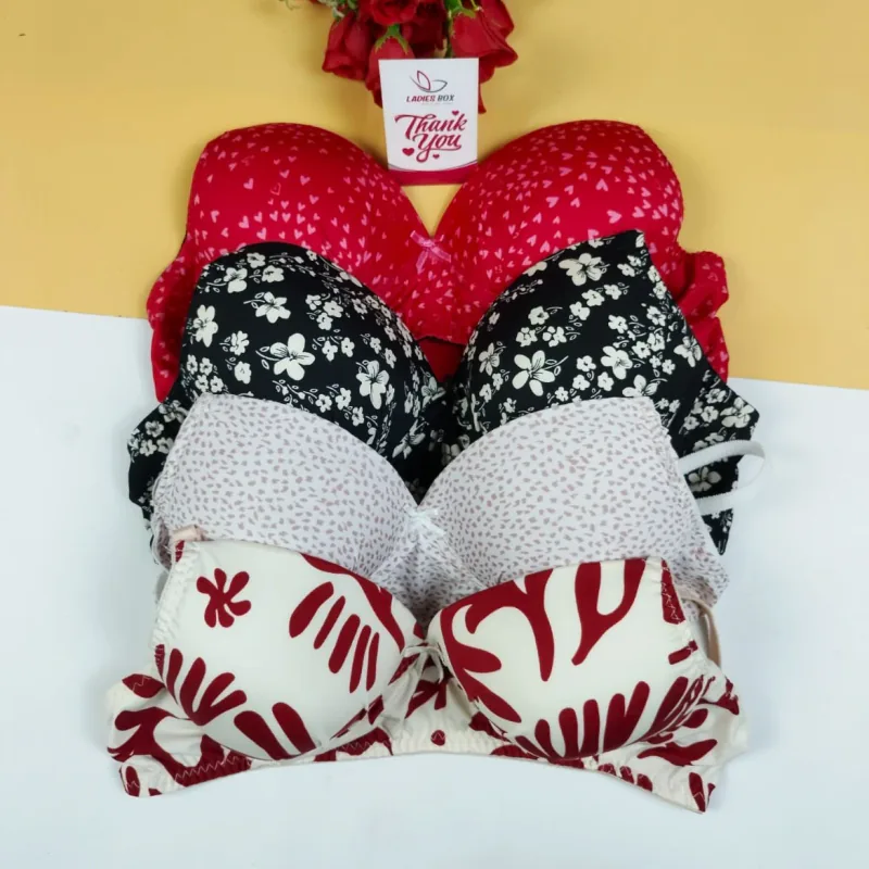 4 Pcs Print Wireless Foam Bra (Combo-C)