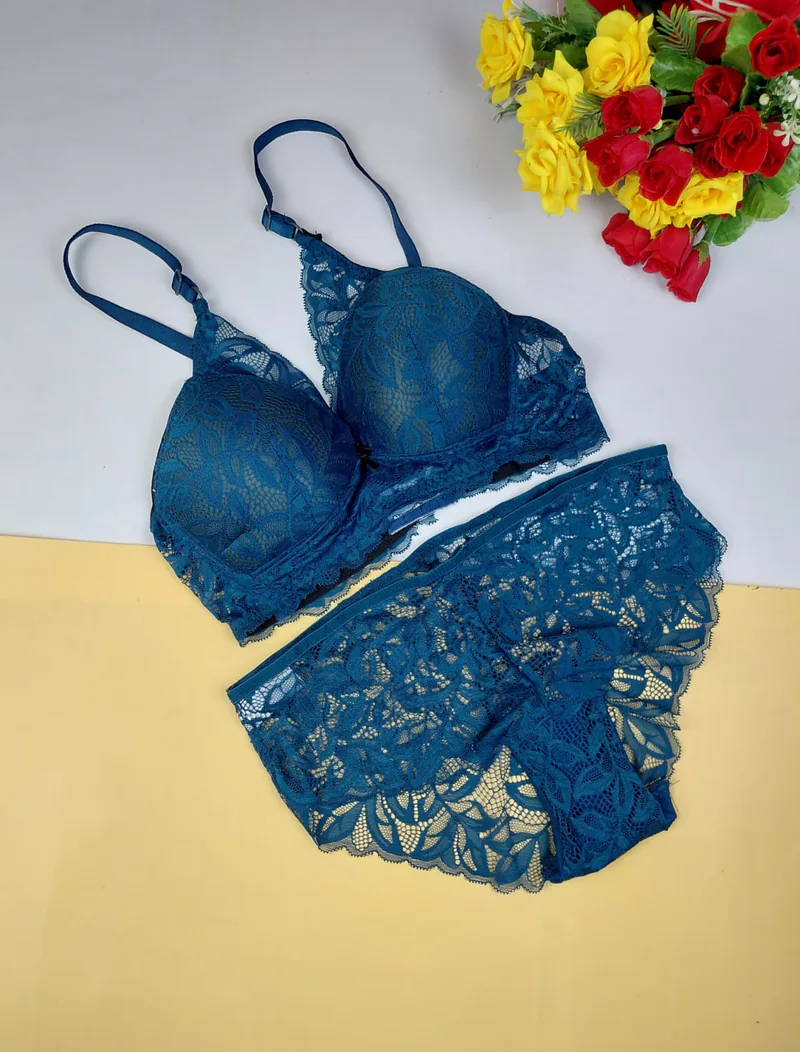 Lace Wireless Foam Bra Panty Set (Excusive)