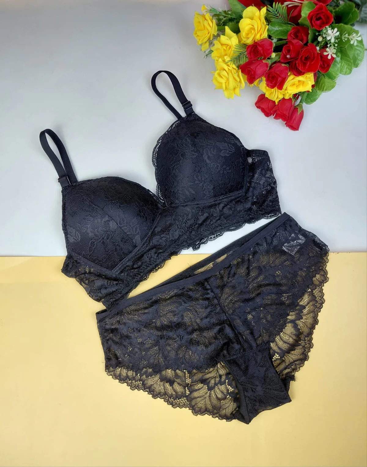 Lace Wireless Foam Bra Panty Set (Excusive)